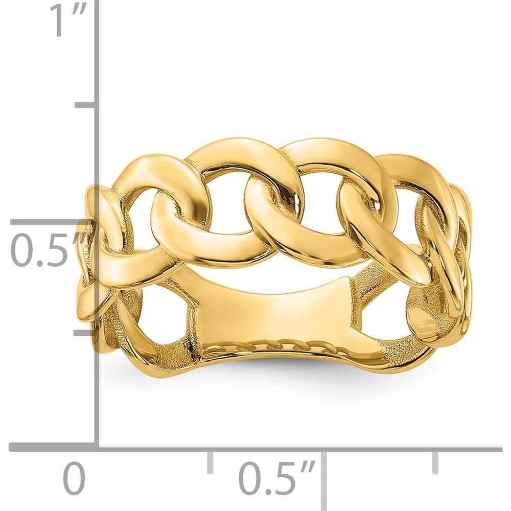10K Yellow Gold Polished 8mm Curb Link Ring - Size 10