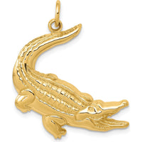 10K Yellow Gold Polished Alligator Charm Pendant - 31mm Length