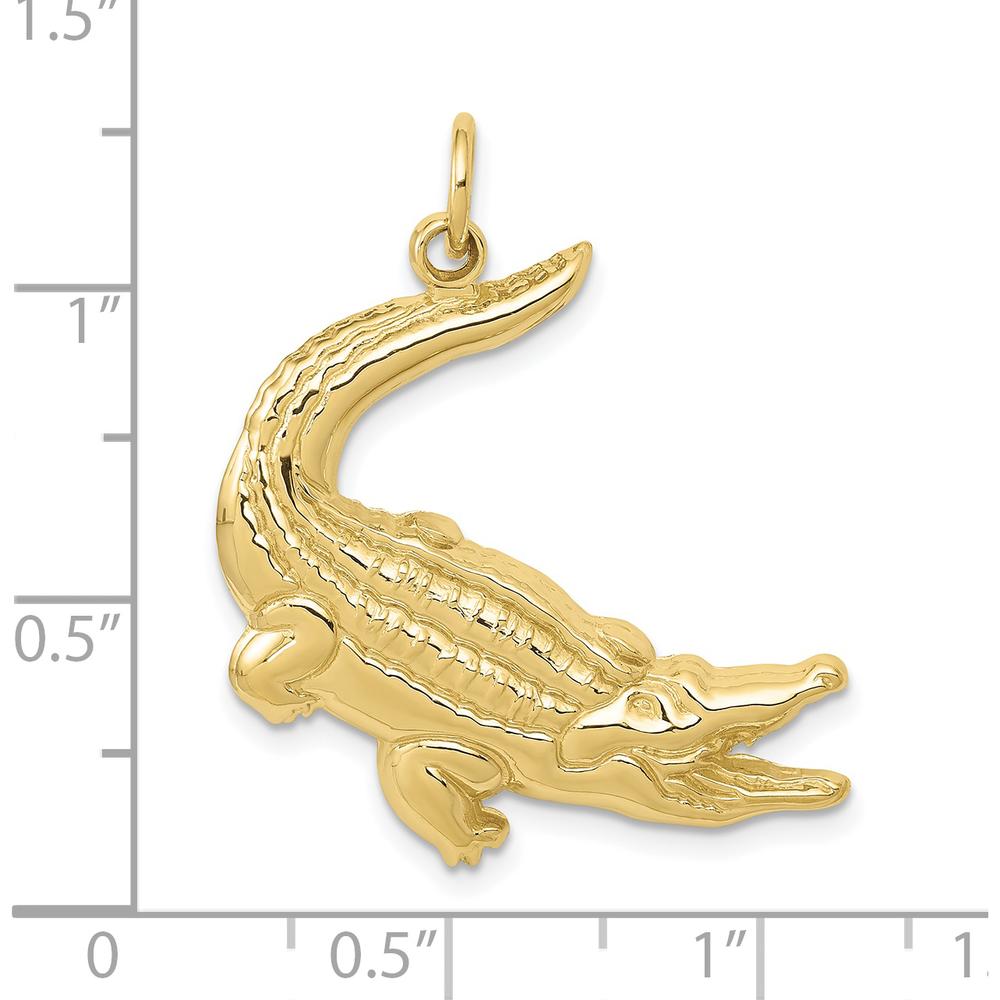 10K Yellow Gold Polished Alligator Charm Pendant - 31mm Length