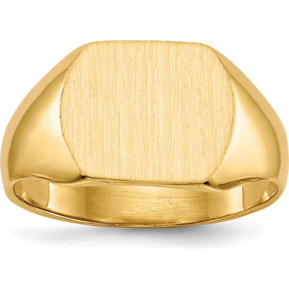 10K Yellow Gold Polished & Brushed Closed Back Signet Ring - 10.5x12.0mm Top Length/Width