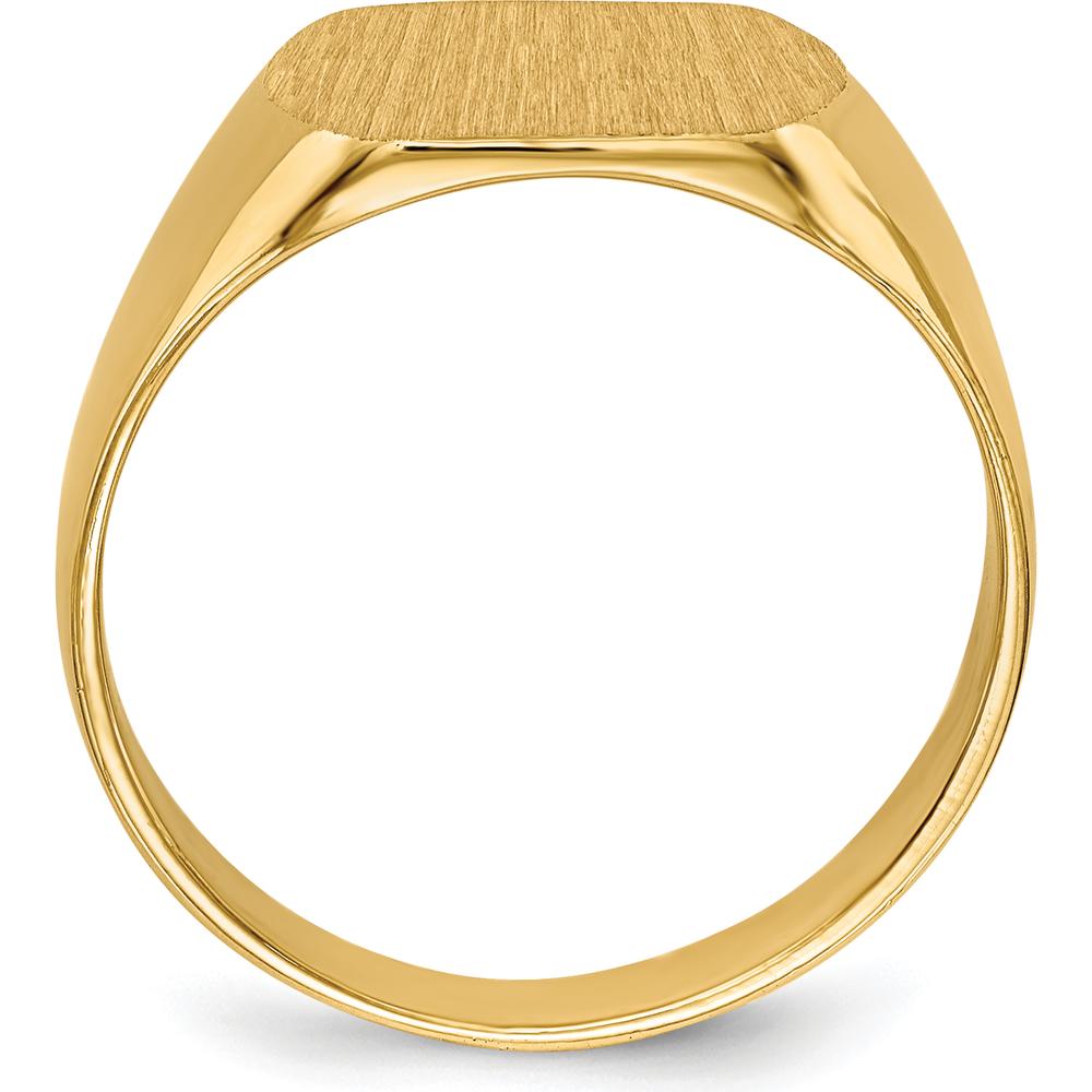 10K Yellow Gold Polished & Brushed Closed Back Signet Ring - 10.5x12.0mm Top Length/Width