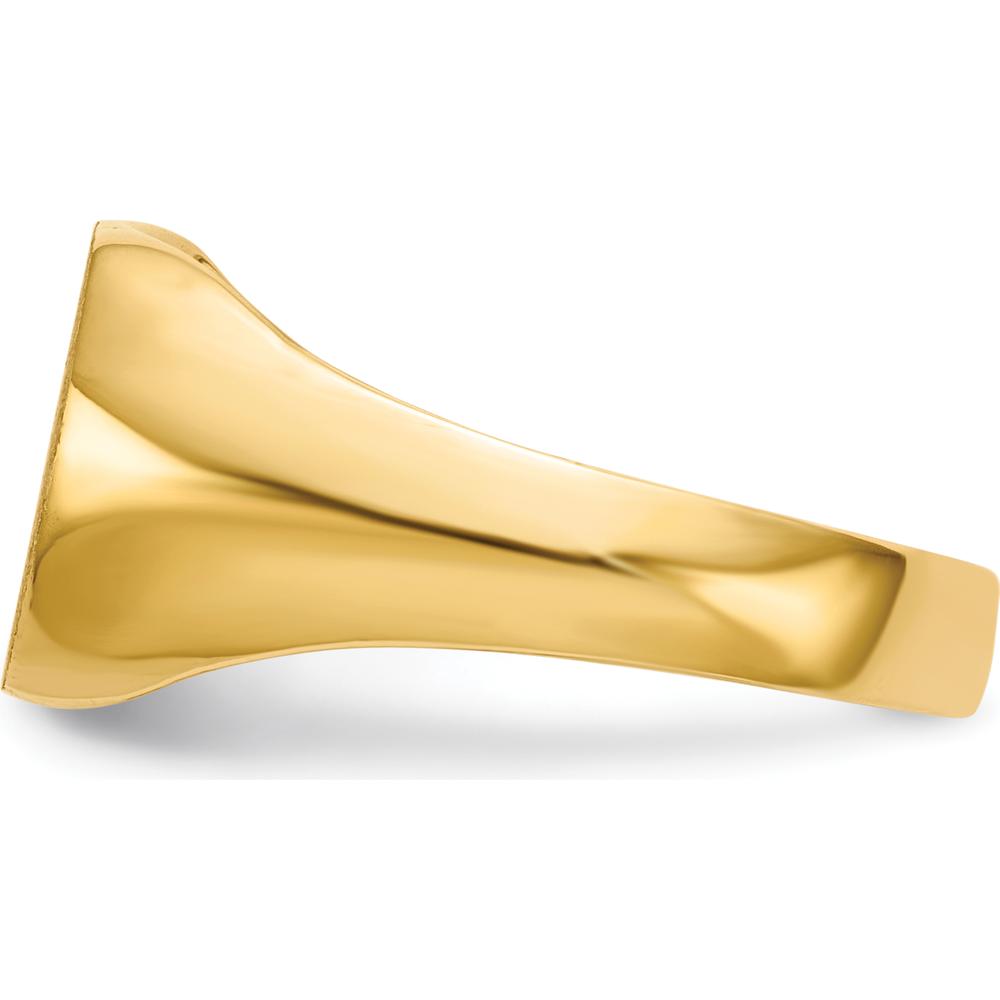 10K Yellow Gold Polished & Brushed Closed Back Signet Ring - 10.5x12.0mm Top Length/Width
