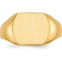 10K Yellow Gold Polished & Brushed Closed Back Signet Ring - 10.5x12.0mm Top Length/Width