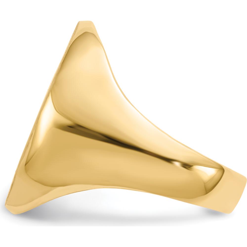 10K Yellow Gold Polished & Brushed Men's Signet Ring with Satin Finish - Engravable, 20.0x16.5mm Face, Size 7-11