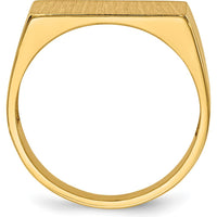 10K Yellow Gold Polished & Brushed Satin Finish Signet Ring with Engravable Top - Size 7 to 11