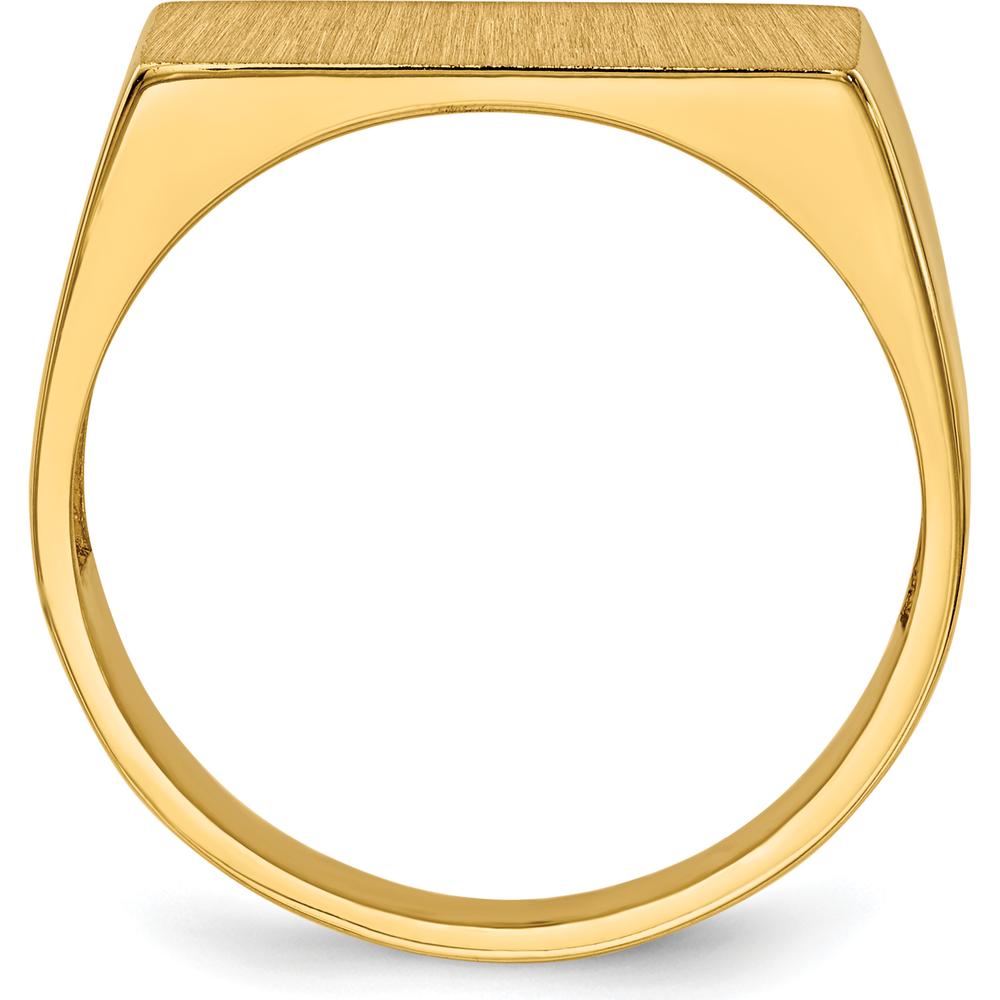 10K Yellow Gold Polished & Brushed Satin Finish Signet Ring with Engravable Top - Size 7 to 11