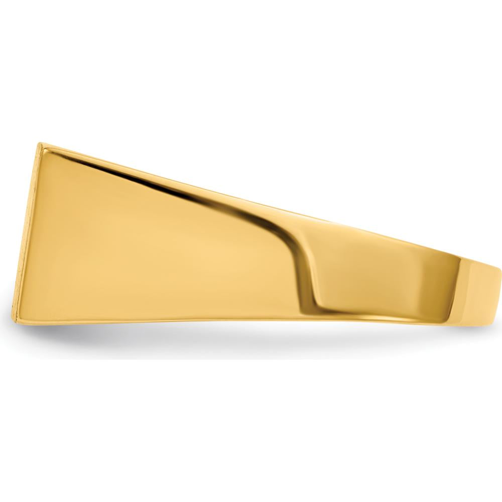 10K Yellow Gold Polished & Brushed Satin Finish Signet Ring with Engravable Top - Size 7 to 11