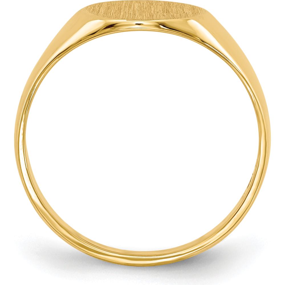 10K Yellow Gold Polished and Brushed Satin Finish Signet Ring with Tapered Band - Engravable