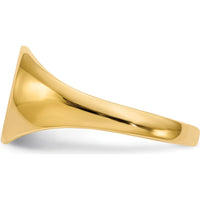 10K Yellow Gold Polished and Brushed Satin Finish Signet Ring with Tapered Band - Engravable