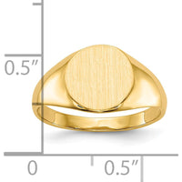 10K Yellow Gold Polished and Brushed Satin Finish Signet Ring with Tapered Band - Engravable