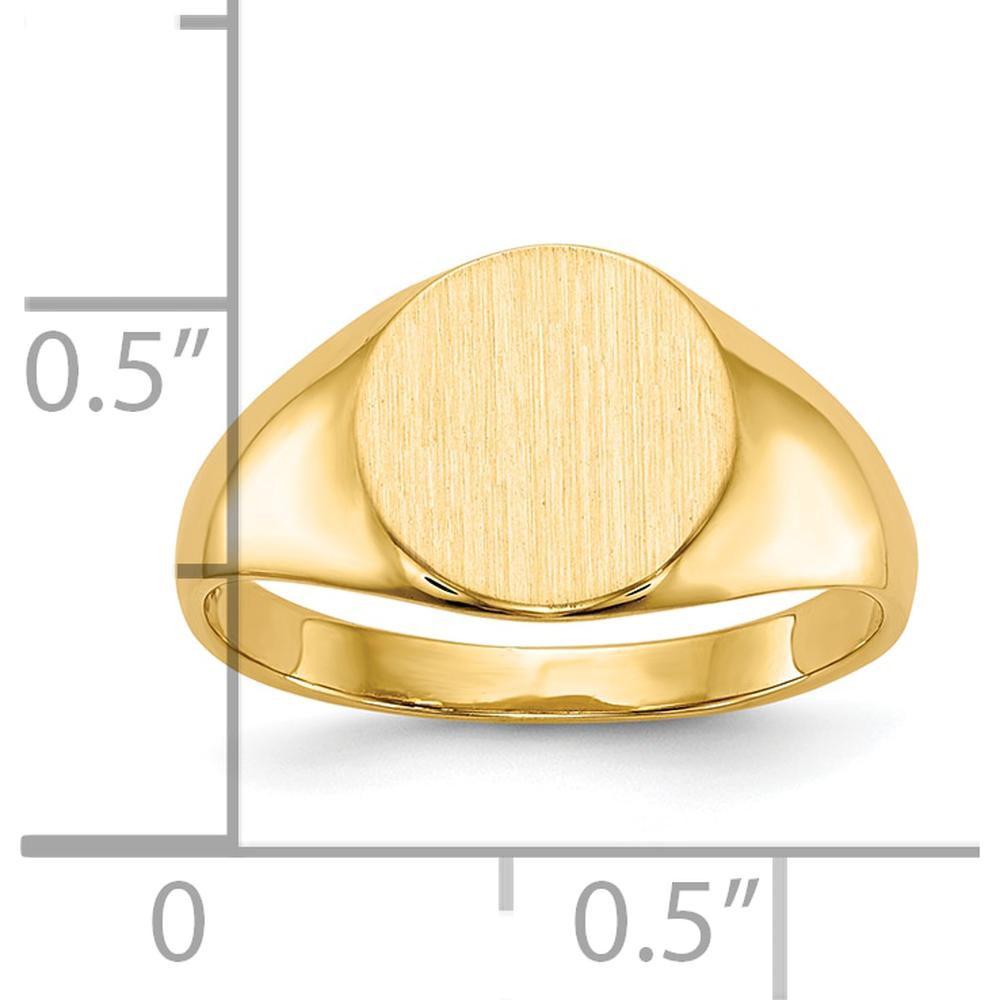 10K Yellow Gold Polished and Brushed Satin Finish Signet Ring with Tapered Band - Engravable