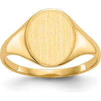10K Yellow Gold Polished & Brushed Signet Ring - 11.0x9.5mm Top