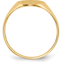 10K Yellow Gold Polished & Brushed Signet Ring - 11.0x9.5mm Top