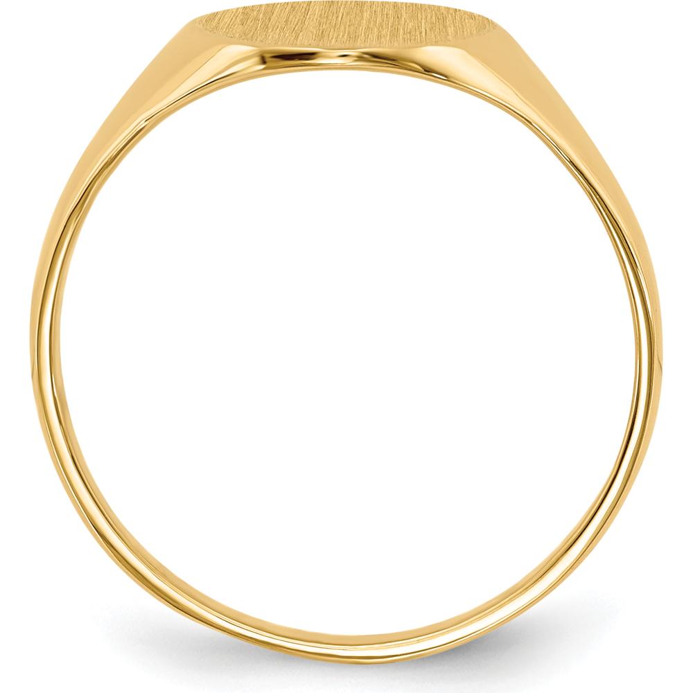 10K Yellow Gold Polished & Brushed Signet Ring - 11.0x9.5mm Top