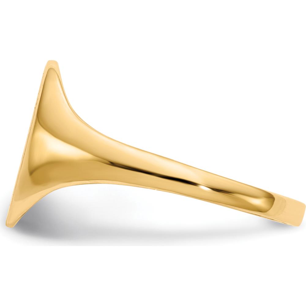 10K Yellow Gold Polished & Brushed Signet Ring - 11.0x9.5mm Top