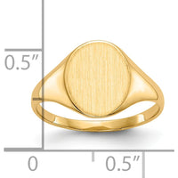 10K Yellow Gold Polished & Brushed Signet Ring - 11.0x9.5mm Top