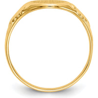 10K Yellow Gold Polished & Brushed Signet Ring - Customizable Engravable Top