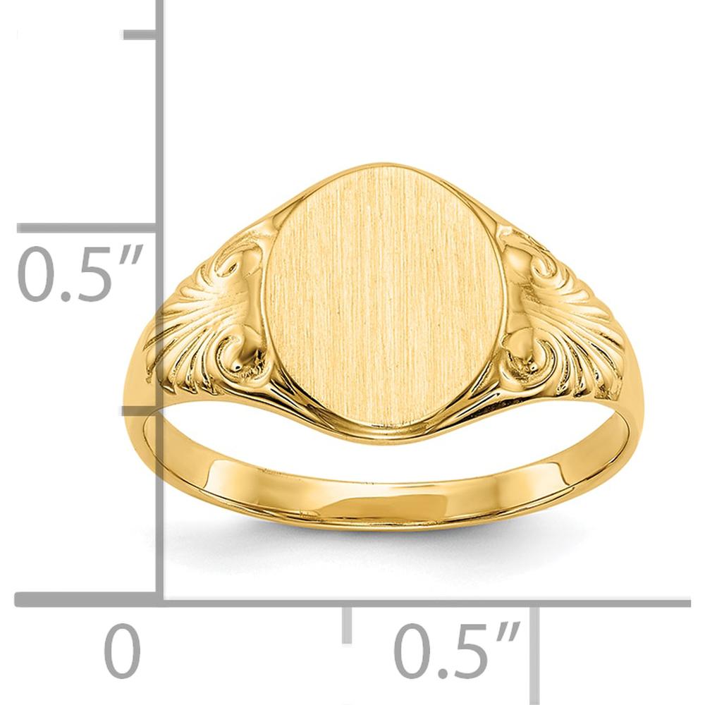 10K Yellow Gold Polished & Brushed Signet Ring - Customizable Engravable Top