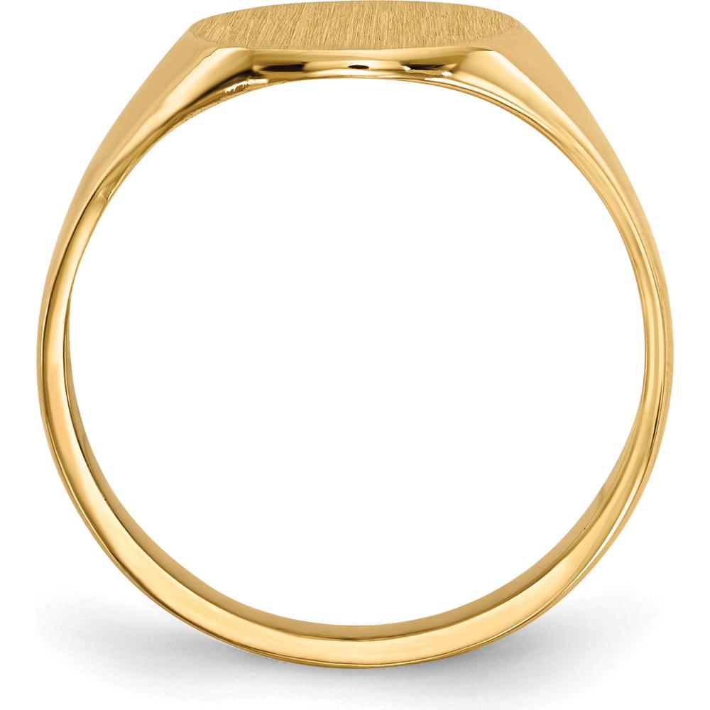 10K Yellow Gold Polished & Brushed Signet Ring - Engravable - 9.5x10.0mm Top