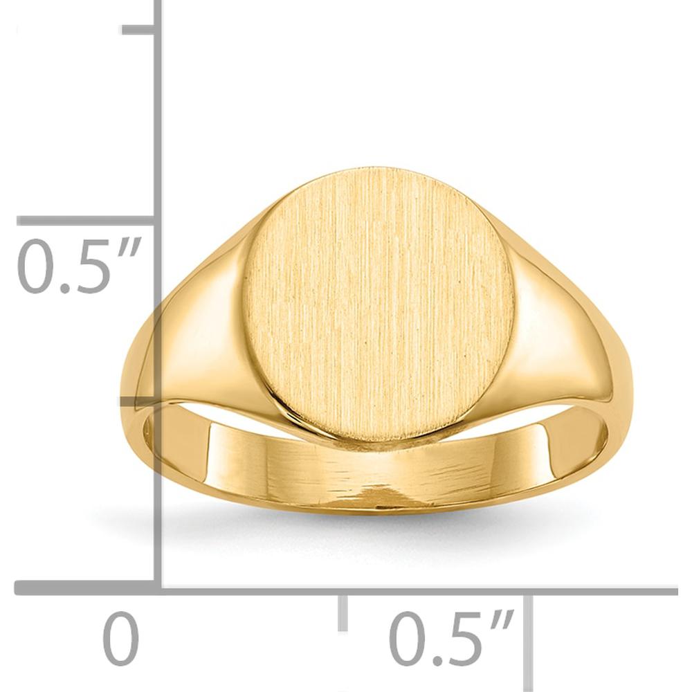 10K Yellow Gold Polished & Brushed Signet Ring - Engravable - 9.5x10.0mm Top