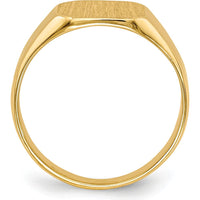 10K Yellow Gold Polished & Brushed Signet Ring - Engravable, 9.5x9.5mm Top