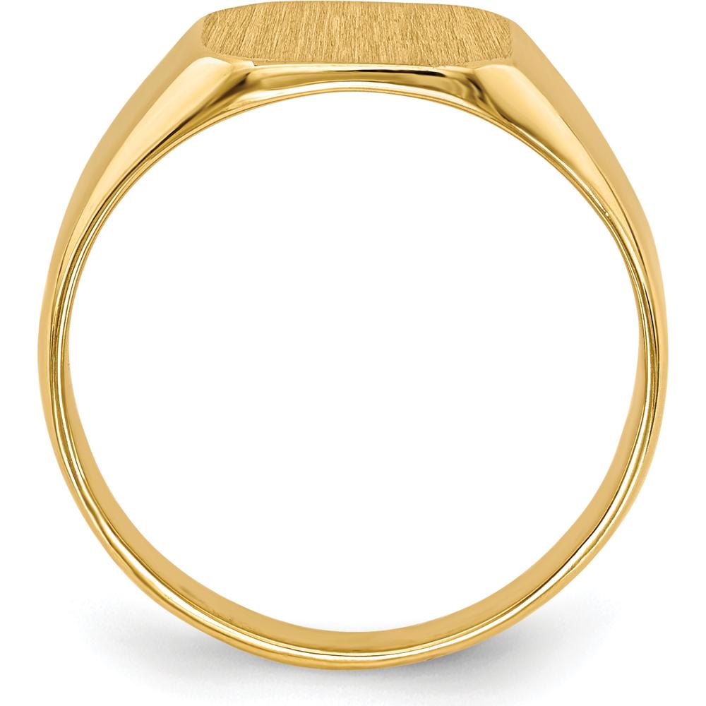 10K Yellow Gold Polished & Brushed Signet Ring - Engravable, 9.5x9.5mm Top