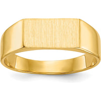 10K Yellow Gold Polished and Brushed Signet Ring with Engravable Satin Top - 5.5mm x 10.5mm