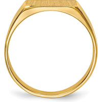 10K Yellow Gold Polished and Brushed Signet Ring with Engravable Satin Top - 5.5mm x 10.5mm