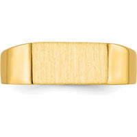 10K Yellow Gold Polished and Brushed Signet Ring with Engravable Satin Top - 5.5mm x 10.5mm