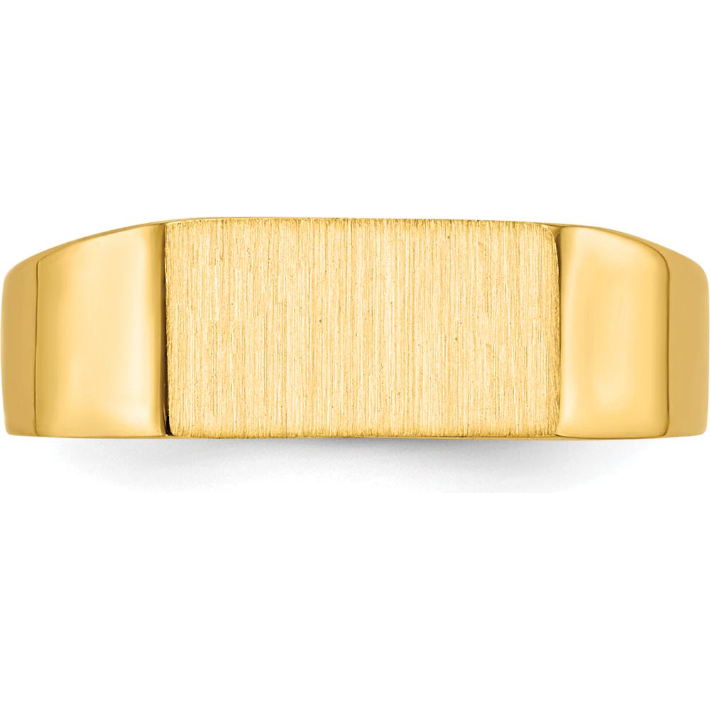 10K Yellow Gold Polished and Brushed Signet Ring with Engravable Satin Top - 5.5mm x 10.5mm