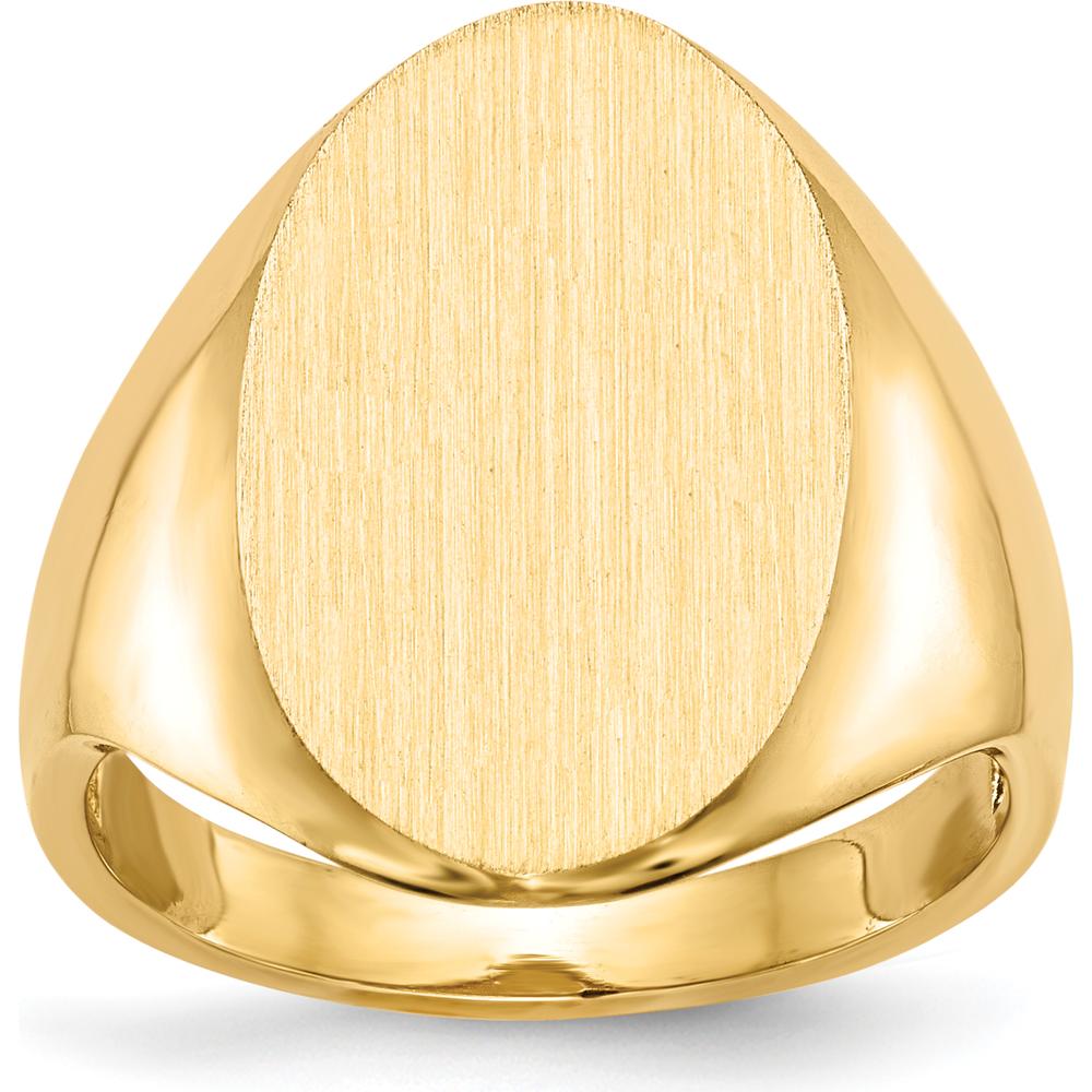 10K Yellow Gold Polished and Brushed Signet Ring with Open Back - Custom Engravable Design