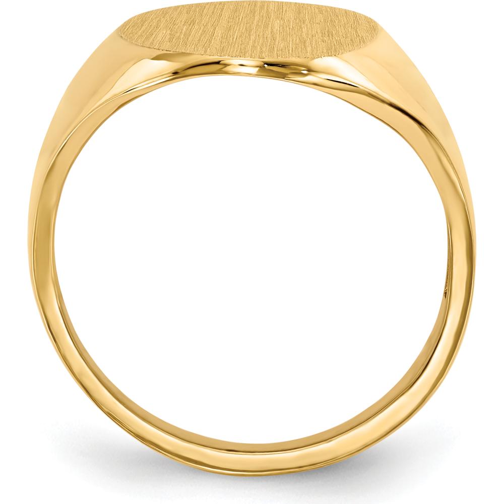 10K Yellow Gold Polished and Brushed Signet Ring with Open Back - Custom Engravable Design