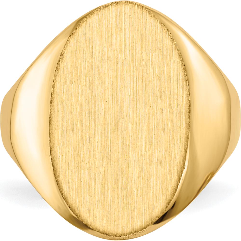 10K Yellow Gold Polished and Brushed Signet Ring with Open Back - Custom Engravable Design
