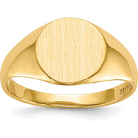 10K Yellow Gold Polished & Brushed Signet Ring with Open Back Profile
