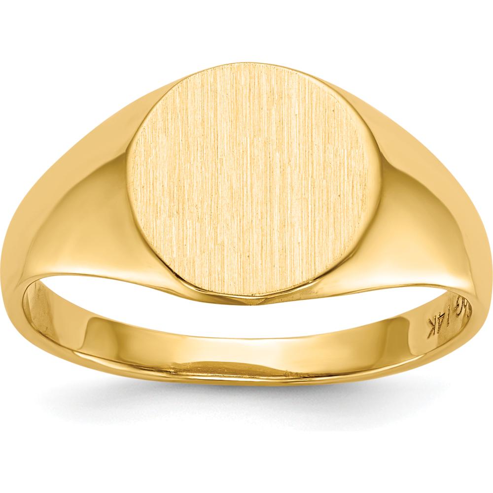 10K Yellow Gold Polished & Brushed Signet Ring with Open Back Profile