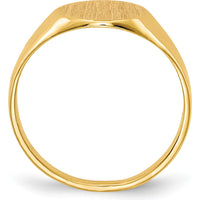 10K Yellow Gold Polished & Brushed Signet Ring with Open Back Profile