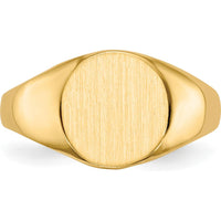 10K Yellow Gold Polished & Brushed Signet Ring with Open Back Profile