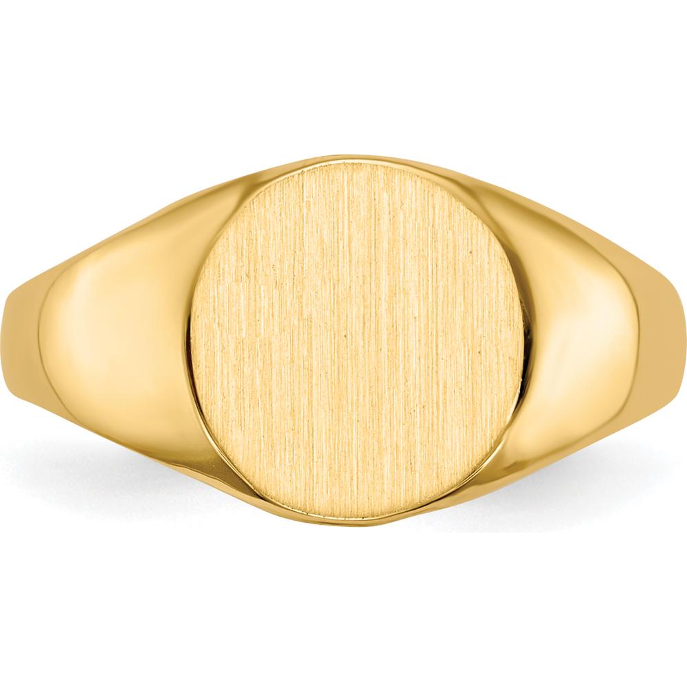 10K Yellow Gold Polished & Brushed Signet Ring with Open Back Profile