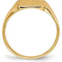 10K Yellow Gold Polished & Brushed Signet Ring with Satin Finish and Engravable Surface