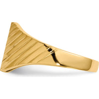 10K Yellow Gold Polished & Brushed Signet Ring with Satin Finish and Engravable Surface