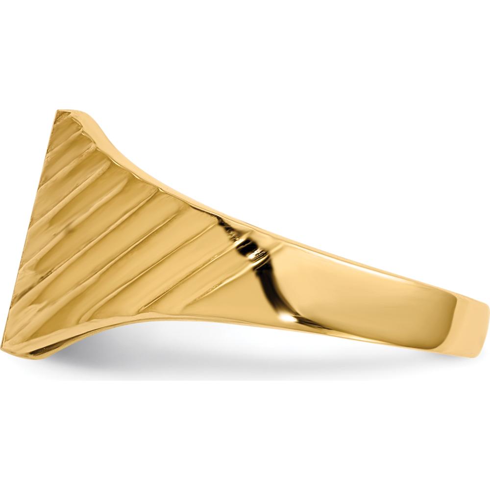10K Yellow Gold Polished & Brushed Signet Ring with Satin Finish and Engravable Surface