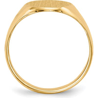 10K Yellow Gold Polished and Brushed Signet Ring with Satin Finish - Custom Engravable, 14x10mm