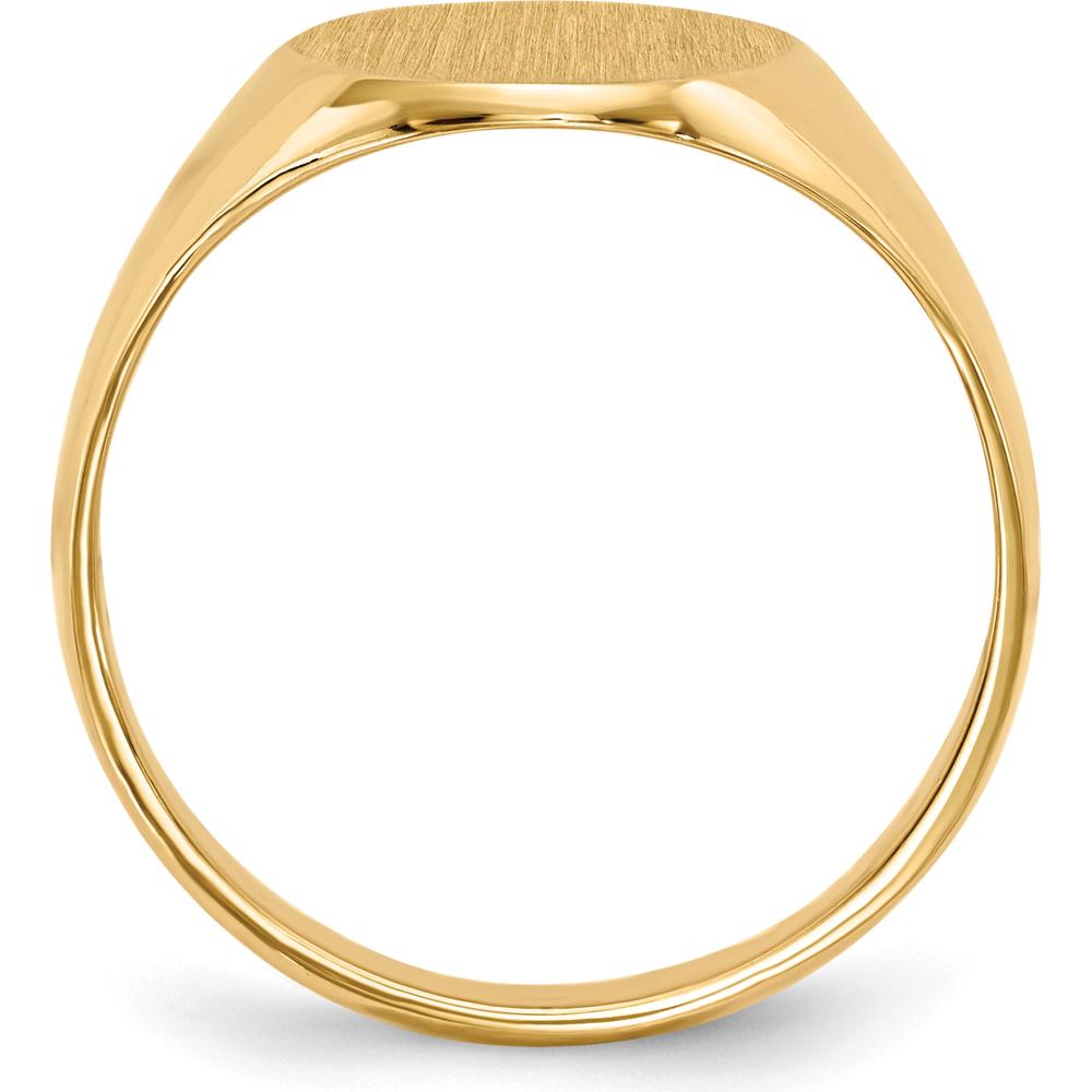 10K Yellow Gold Polished and Brushed Signet Ring with Satin Finish - Custom Engravable, 14x10mm