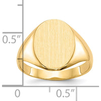 10K Yellow Gold Polished and Brushed Signet Ring with Satin Finish - Custom Engravable, 14x10mm