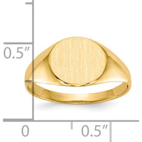 10K Yellow Gold Polished and Brushed Signet Ring with Satin Finish - Engravable