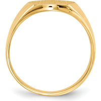 10K Yellow Gold Polished & Brushed Signet Ring with Tapered Band - Size 8-12