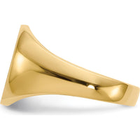 10K Yellow Gold Polished & Brushed Signet Ring with Tapered Band - Size 8-12