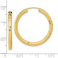 10K Yellow Gold Polished & Diamond-Cut Endless Hoop Earrings - 30mm