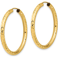 10K Yellow Gold Polished & Diamond-Cut Endless Hoop Earrings - 34mm Length