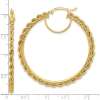 10K Yellow Gold Polished and Diamond-Cut Rope 2.95mm Hoop Earrings